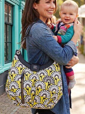 NEW Petunia Pickle Bottom Venturing In Vienna Glazed Hideaway Hobo Diaper Bag